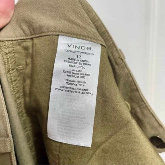 VINCE High-rise cotton twill wide-leg pants in Artichoke Size 12 - Picture 15 of 16